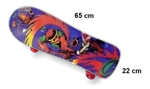Imagen 2 de 9 de Skate Patineta Doble Dibujo Infantil 65cm X 22cm Azul