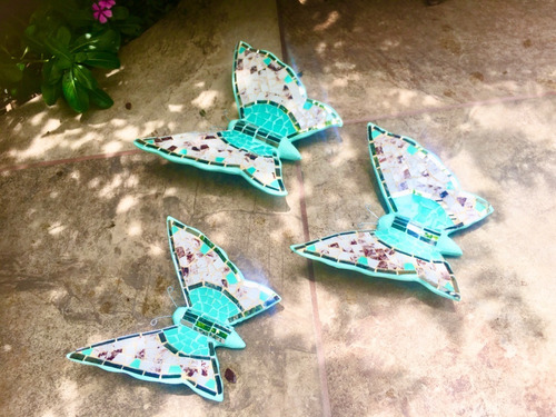 Set Mariposas Turquesa Grandes Pared Cristales * Preciosas *