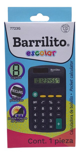 Calculadora De Bolsillo Barrilito 7723g 8 Digitos 25 Pzs