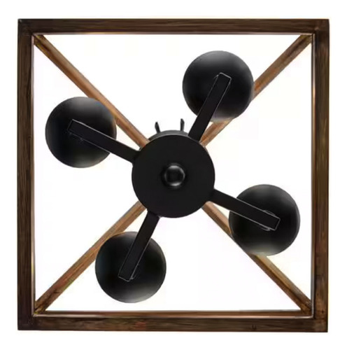 Lampara De Techo Rustica De Madera Sintetica 4 Luces 12'' Estructura Marrón
