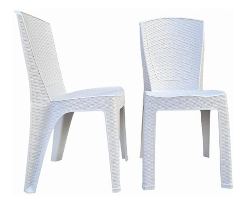 Silla Plastica Apilable Reforzada Jardin Simil Rattan X2u