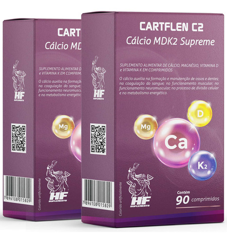 2x Calcio + Magnésio + Vitamina D Vitamina K2 Mdk2 90comps