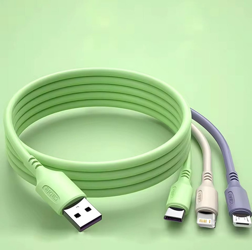 Cable Usb 3 En 1 Multicolor Rápido Y De Alta Calidad 1.2 M