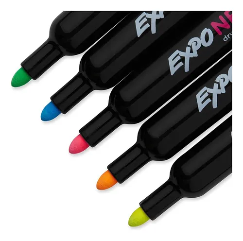 Marcadores Expo Neon Borrable Vidrio Pizarron Negro 5 Piezas
