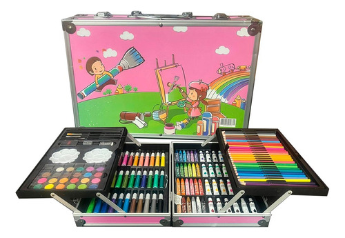 Kit Dibujo Arte Nino 145pcs En Maleta Dos Piso