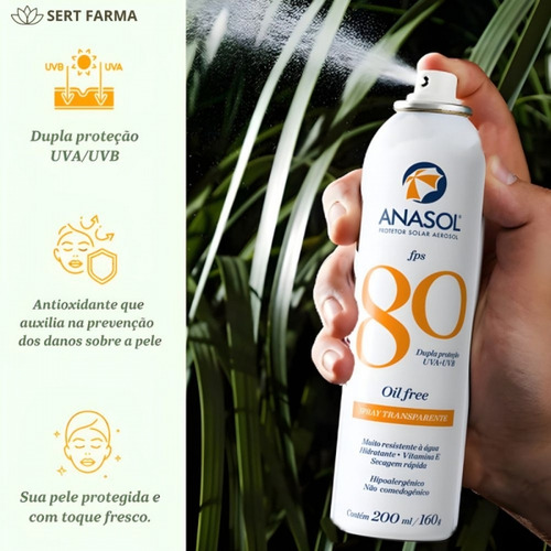 Protetor Solar Spray Transparente Fps 80 Anasol 200ml