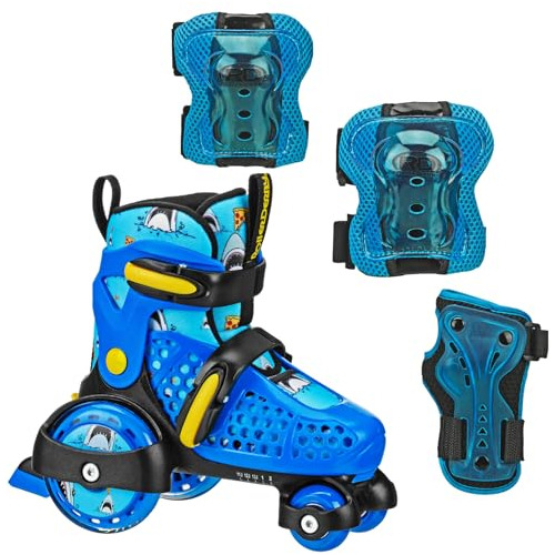 Fun Roll Patines Con Equipo De Protección, Tamaño Ajustable,