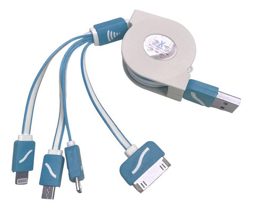 Cable Usb Retractil Multificha 4 En 1 iPod iPhone Micro Usb