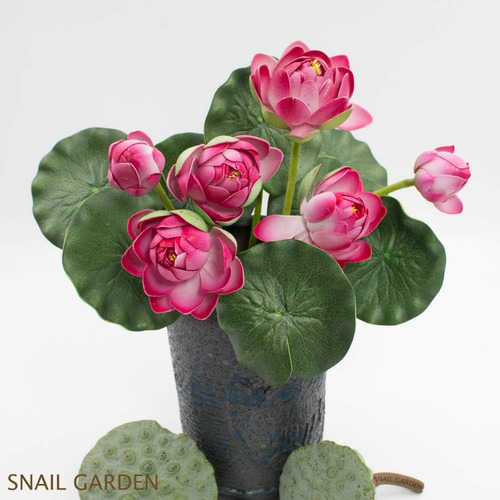 Snail Garden 2 Ramos De Flores De Loto Artificiales, Flor De