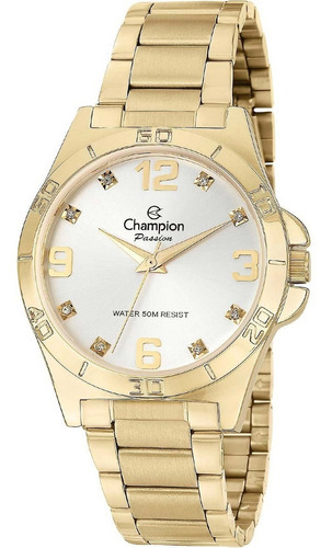 Relógio Champion Feminino Dourado Passion Original Cn29927m Cor do fundo Prateado
