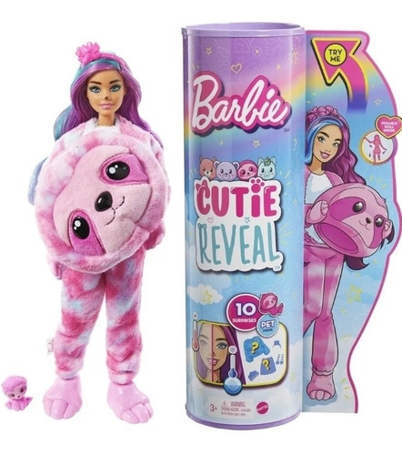 Barbie Cutie Reveal Serie Fantasía Con Perezoso