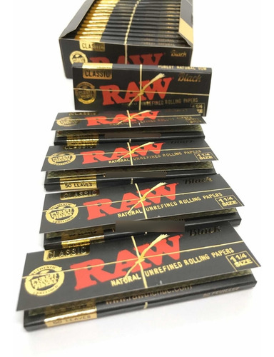Raw Black Natural Papel 1 1/4 Caja De 24 Un. Candyclub