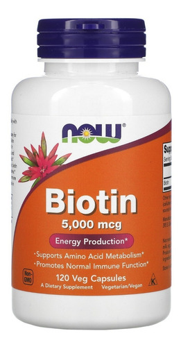 Suplemento En Cápsula Now  Biotin Biotina En Pote De 60g 120