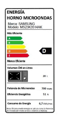Imagen 5 de 6 de Microondas Negro Con Esmalte Cerámico 23l