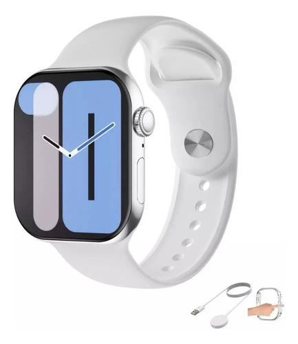Relógio Smartwatch S10 Microwear | Com Gps | Esportivo Caixa Branco Pulseira Branco Bisel Prateado Desenho Da Pulseira Lisa