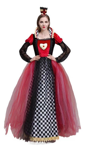 Red Heart Queen Princess Costume Cosplay Women Adult Dress