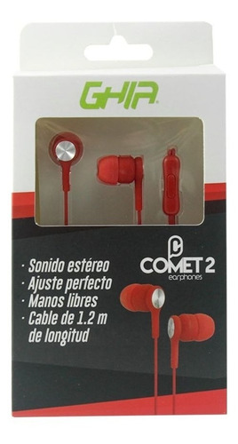 Audifonos Alambricos Ghia Comet2 Con Manos Libres Color Roj