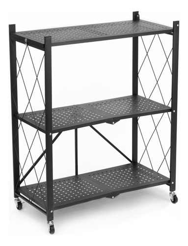 Estante Rack Plegable Anaquel Metalico Con 3 Repisas Color Negro