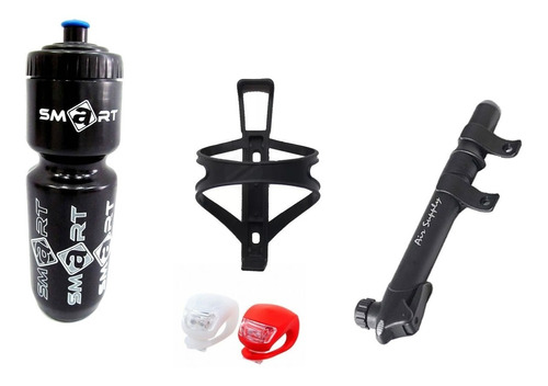 Kit Combo Accesorios Para Bicicleta Inflador Botella Luces 9