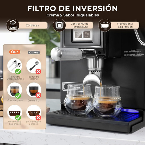 SANGKEE Cafetera Espresso Comercial, con molinillo integrado y espumador de leche, Doble Caldera, control PID+NTC, Rey de la relación calidad-precio comercial, Ideal Para Cafeterías Y Uso Negocios