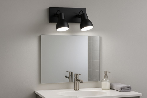 Lampara Aplique Baño Pared Spot 2 Luces Apto Led E27 Negro