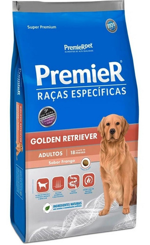 Ração Cachorro Golden Retriever Adulto Frango 12kg Premier