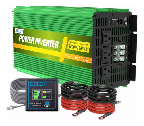 Edecoa Inversor De Corriente De Onda Sinusoidal Pura De 3000