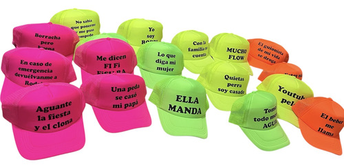 Gorras Trucker Personalizada Con Tu Logo O Imagen Aqui V2 Amarillo Fluor Frente Blanco Unica Lisa
