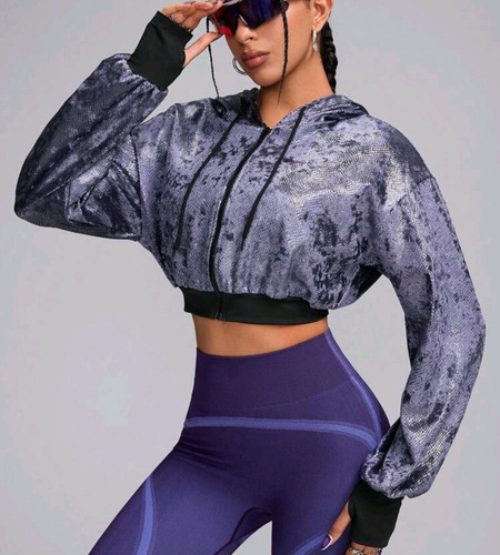 Campera Deportiva Shein Para Adultos - Estilo Joven Lila M
