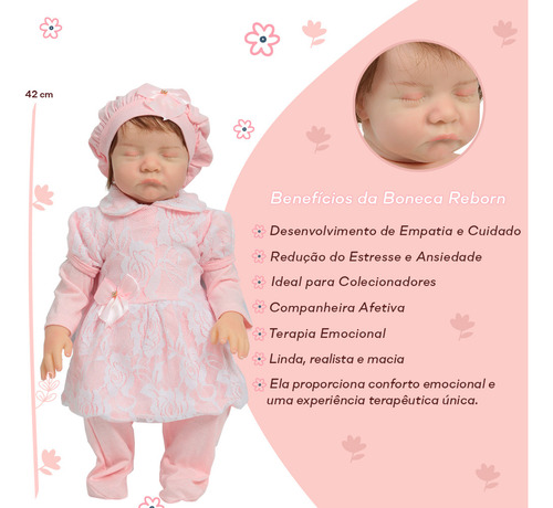 Boneca Reborn Fio A Fio Olhos Fechados Bolsa Acessórios