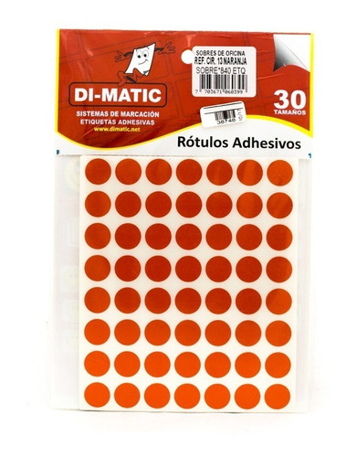 Rotulo Adhesivo Redondo 13 Naranja Dimatic