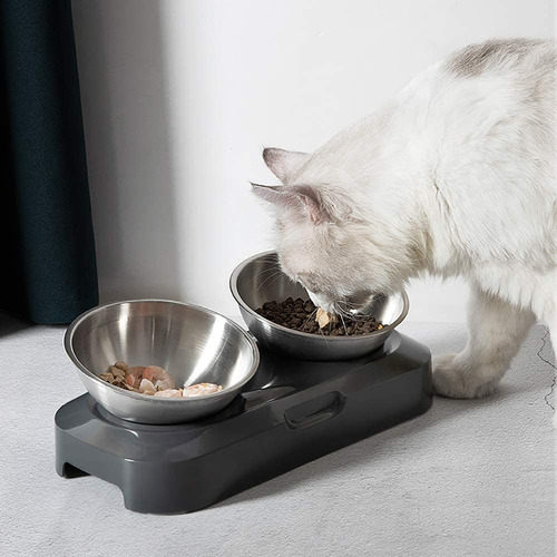 Imagen 6 de 10 de Comedero Bebedero Gatos Perros Elevado Acero Inoxidable New