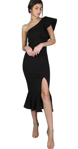 Vestidos De Fiesta Noche Negro A Un Solo Hombro Divino