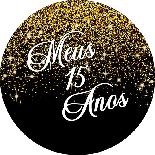 Painel De Festa - Efeito Glitter Meus 15 Anos - 1,50 X 1,50