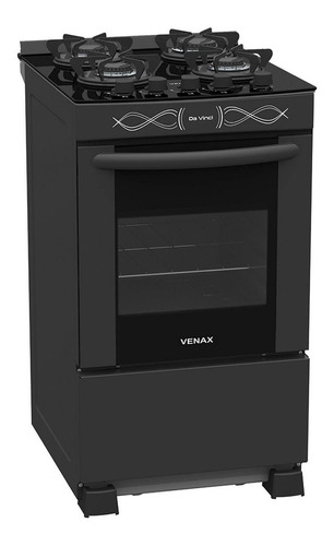 Fogão  de chão Venax  Da Vinci Vítreo a gás 4 queimadores  preto porta com visor 51.8L