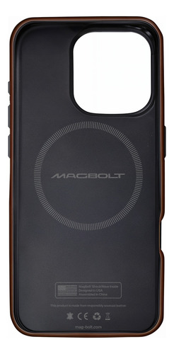 Capinha Capa Case Magbolt Defender Case Para iPhone 16 Pro Max Com Magsafe Em Couro Genuino E Espuma De Memória Espacial Anti-impacto - Saddle Brown
