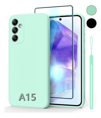 Funda Silicona Para Samsung Galaxy A Uso Udo + Mica Vidrio Templado + Correa
