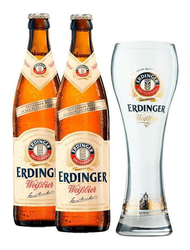 Cerveja Erdinger Weissbier 500ml 2 Unidades + Copo Erdinger