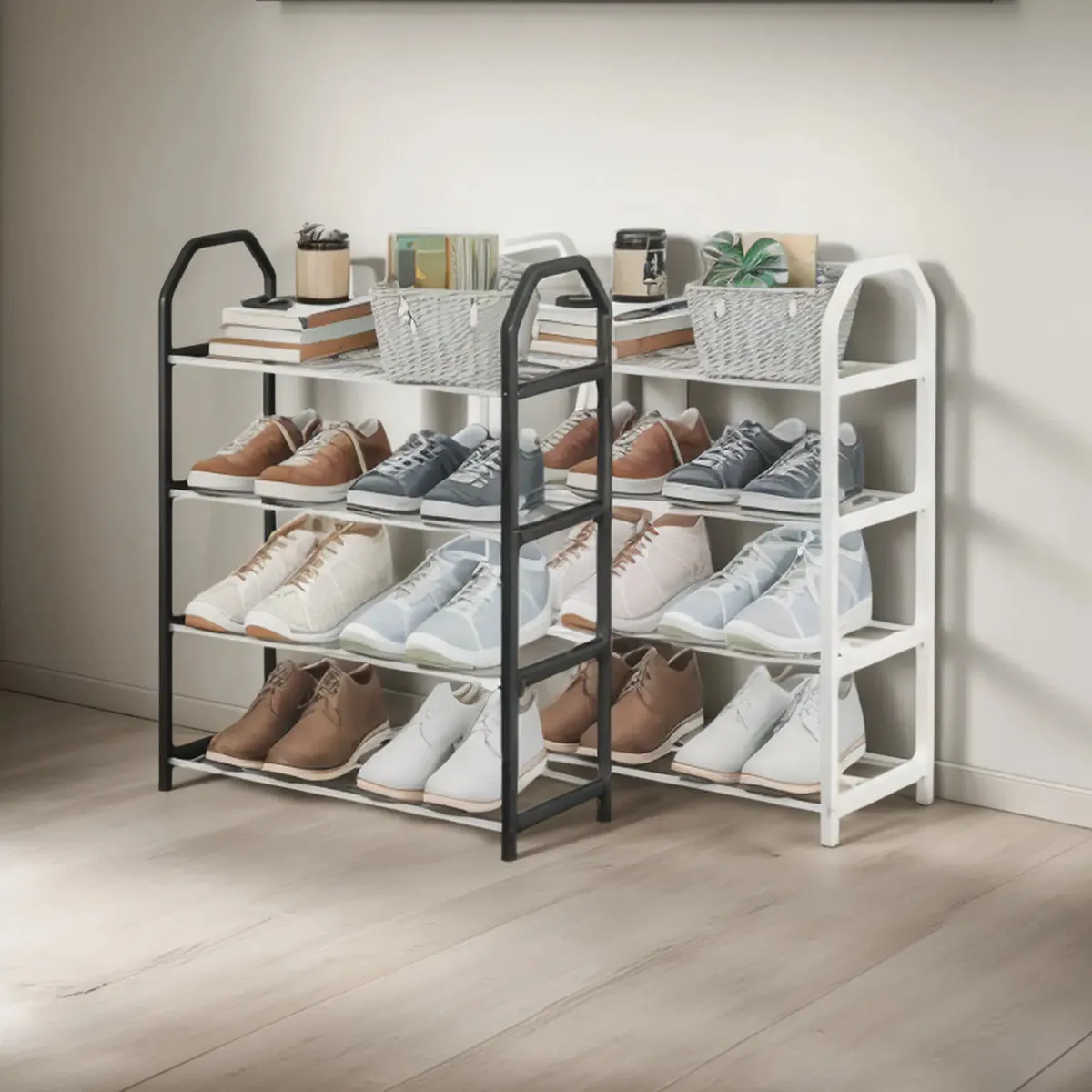 Sapateira 4 Andares Vertical Organizador De Calçados Hall Preto