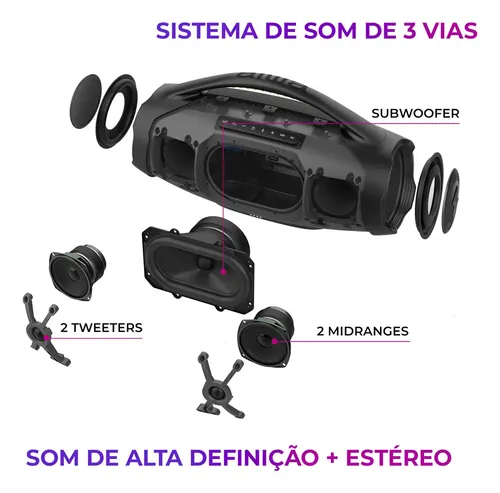 Caixa de Som Boombox Plus AIWA BBS-01-LBL 200W Bluetooth 30H IP66 USB RGB - 6