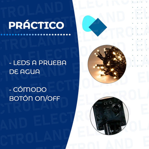 Guirnalda Luz Led Cálidas Efectos Solar Estaca Navidad 100l