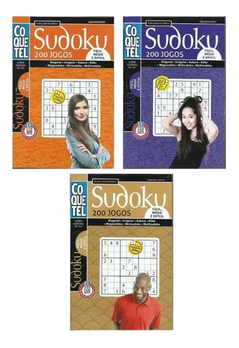 Kit 3 Revistas Coquetel Sudoku com Brinde