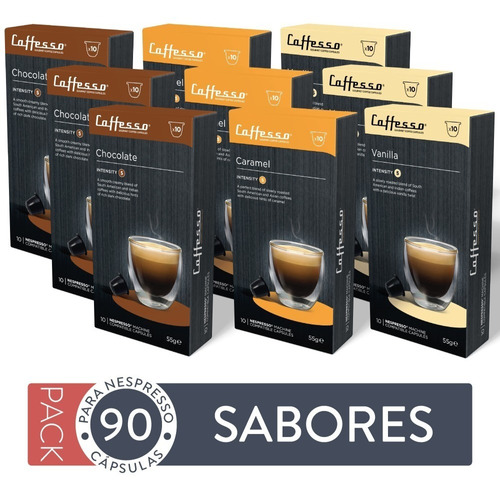 Pack 90 Cápsulas De Café Caffesso Sabores - Para Nespresso