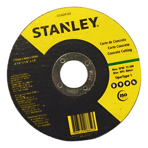 Disco Stanley Sta0416f Corte Concreto 4 1/2 Pulgadas Tipo 1