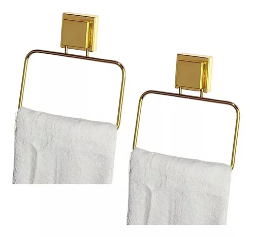 Soporte para toallas de mano cepillado dorado con forma de T para baño,  encimera de cocina, 2 anillos de toalla, acero inoxidable SUS304