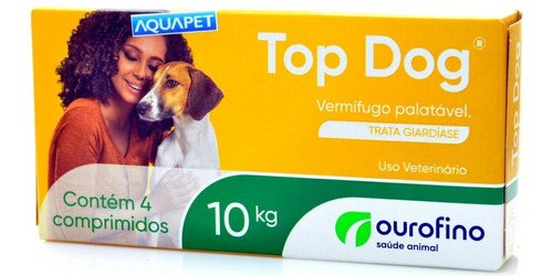 Top Dog Vermifugo C/4 Comp. Cães Até 10kg Ouro Fino