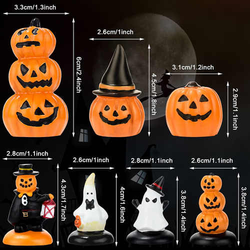 7 Piezas De Figuras De Calabaza En Miniatura De Halloween,
