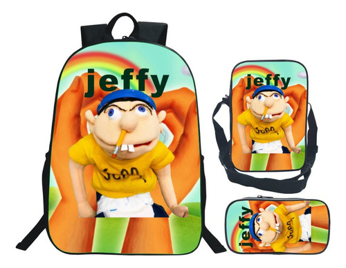 Nuevo Carrito De Mochilas Escolares Jeffy De Tres Piezas Con