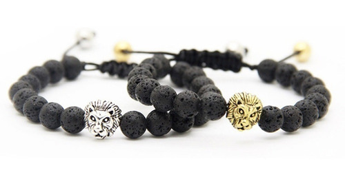 Pulsera Macrame Volcanica Brazalete Calavera Leon Pesa Buhos