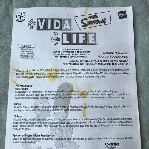Jogo Da Vida Simpsons Estrela Hasbro The Game Of Life (Usado)